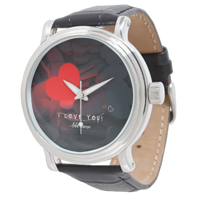 Custom Heart Watch – Bold Romantic Gift with Name (Angled)