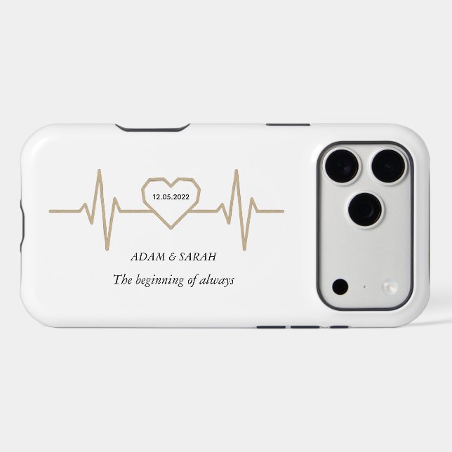 Custom Heartbeat iPhone Case - Personalized Date & (Back Horizontal)