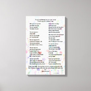 Custom Heartfelt Mother's Day Poem Canvas Gift Print