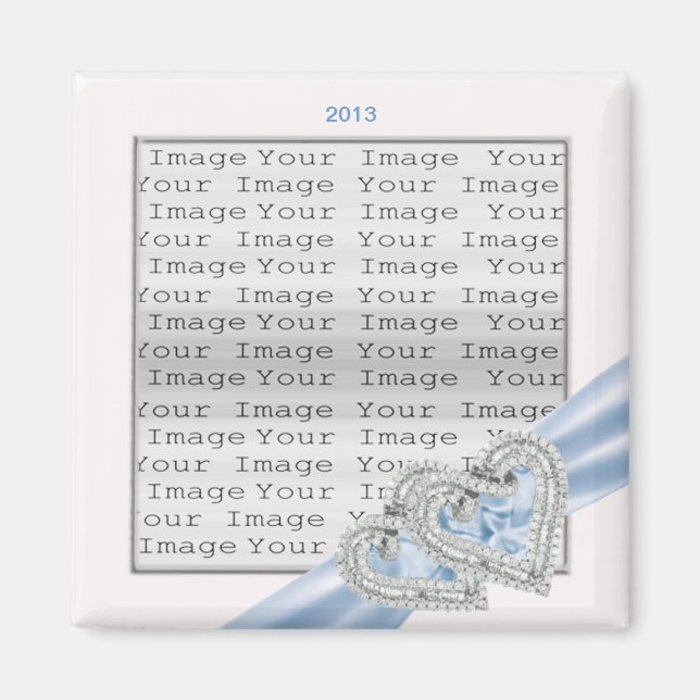 Custom Hearts Ice Blue Ribbon Magnet (Front)