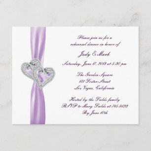Custom Hearts Lavender Rehearsal Dinner Invitation