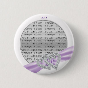 Custom Hearts Lavender Ribbon Button