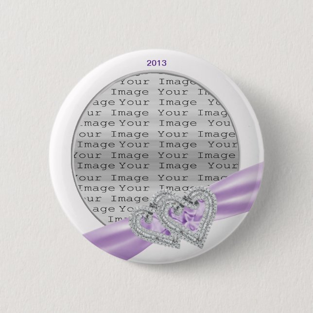 Custom Hearts Lavender Ribbon Button (Front)
