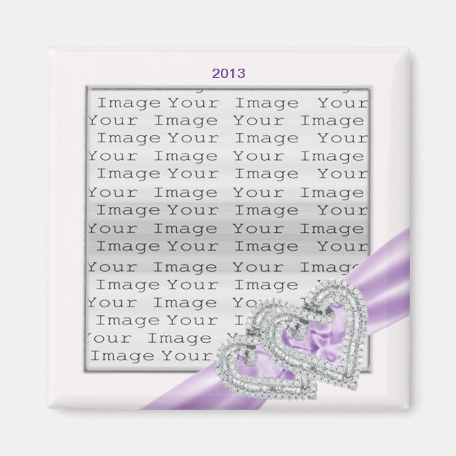 Custom Hearts Lavender Ribbon Magnet (Front)