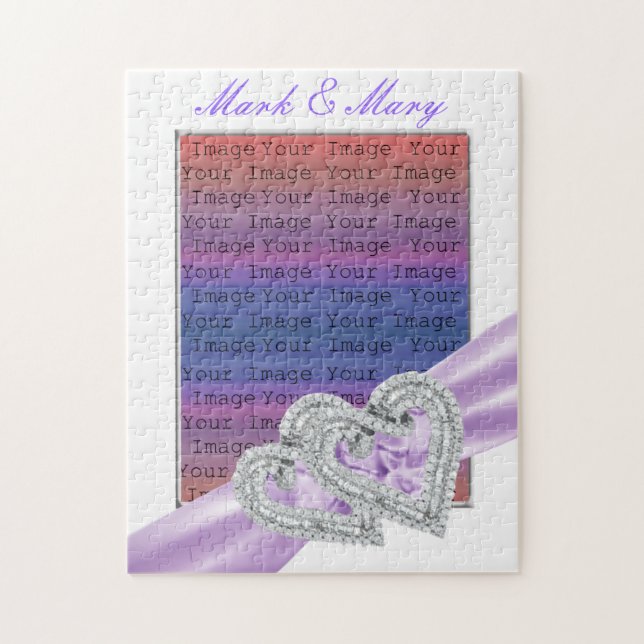 Custom Hearts Lavender Ribbon Puzzle (Vertical)