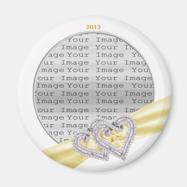 Custom Hearts Lemon Ribbon Magnet (Front)
