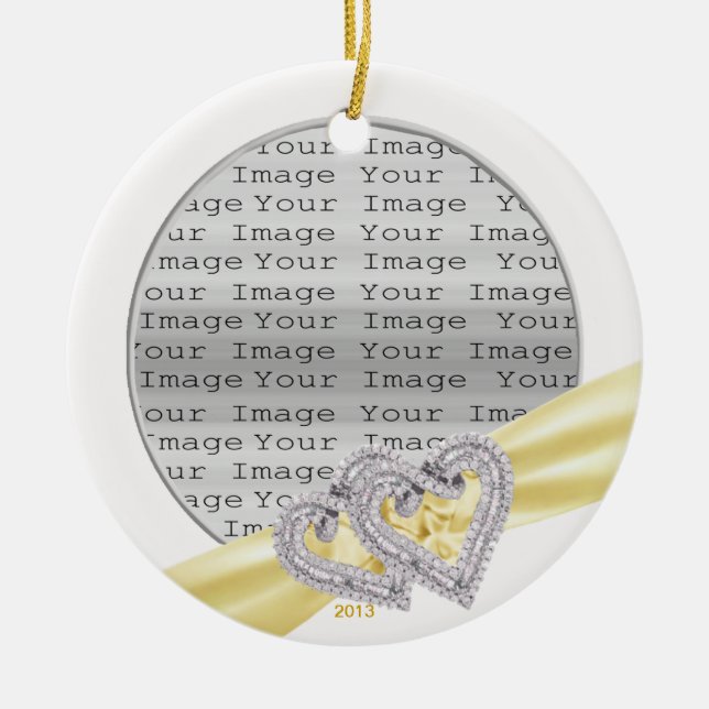 Custom Hearts Lemon  Ribbon Ornament (Front)