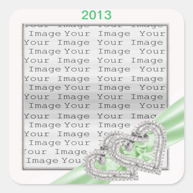 Custom Hearts Lime Ribbon Stickers (Front)