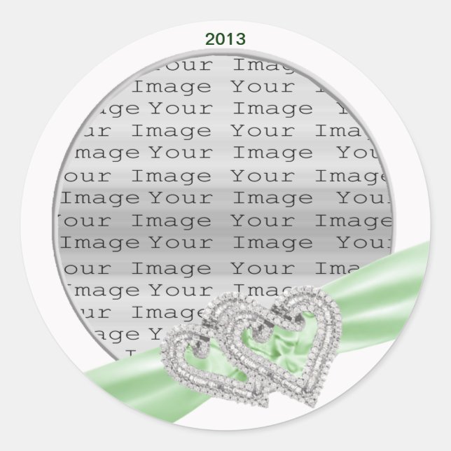 Custom Hearts Lime Ribbon Stickers (Front)