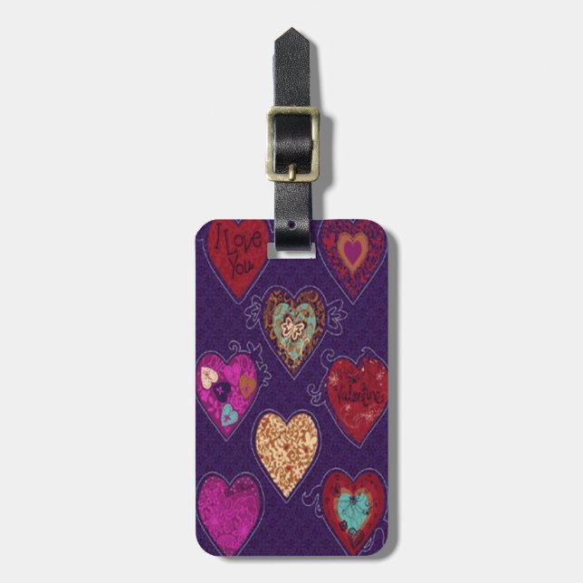 Custom Hearts Luggage Tag (Front Vertical)