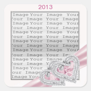 Custom Hearts Pastel Pink Ribbon Stickers