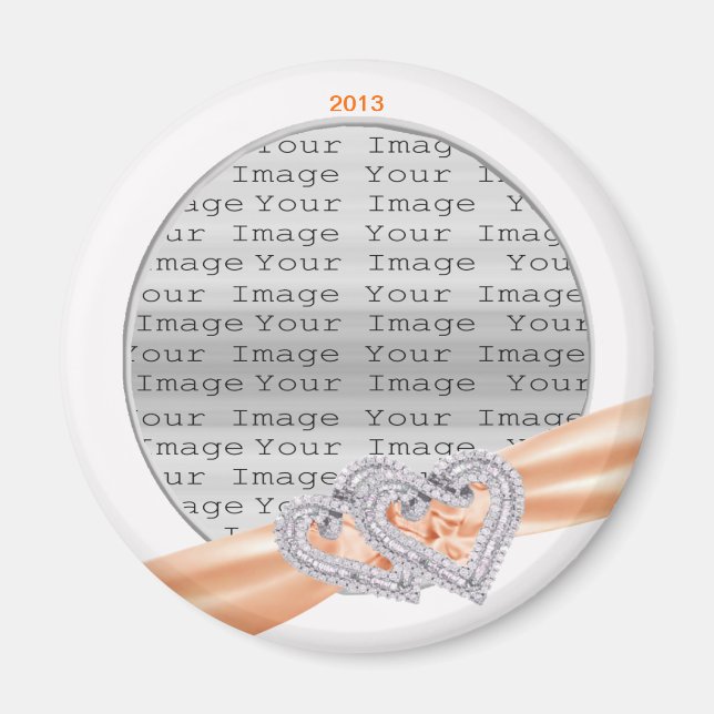 Custom Hearts Tangerine Ribbon Magnet (Front)