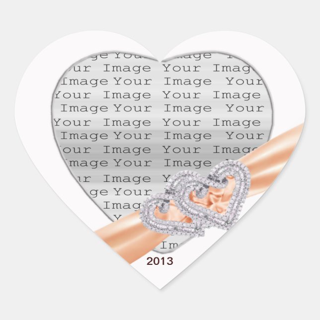 Custom Hearts Tangerine Ribbon Stickers (Front)