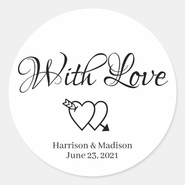 Custom hearts Wedding gift favour tag stickers (Front)