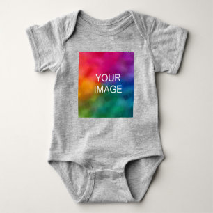 Custom Heather Grey Add Text Upload Photo Image Baby Bodysuit