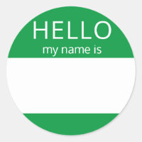 Custom HELLO My Name Is Sticker Badge Blank