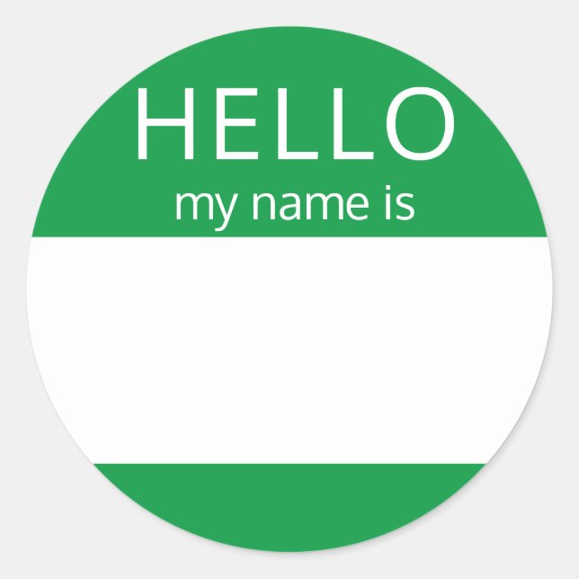 Custom HELLO My Name Is Sticker Badge Blank (Front)