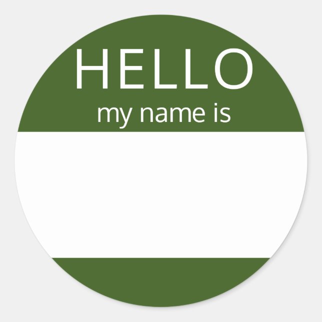 Custom HELLO My Name Is Sticker Badge Blank (Front)