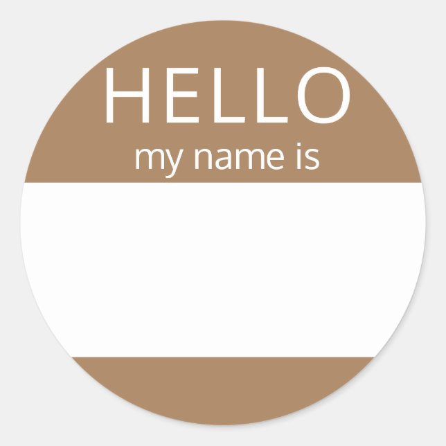 Custom HELLO My Name Is Sticker Badge Blank (Front)