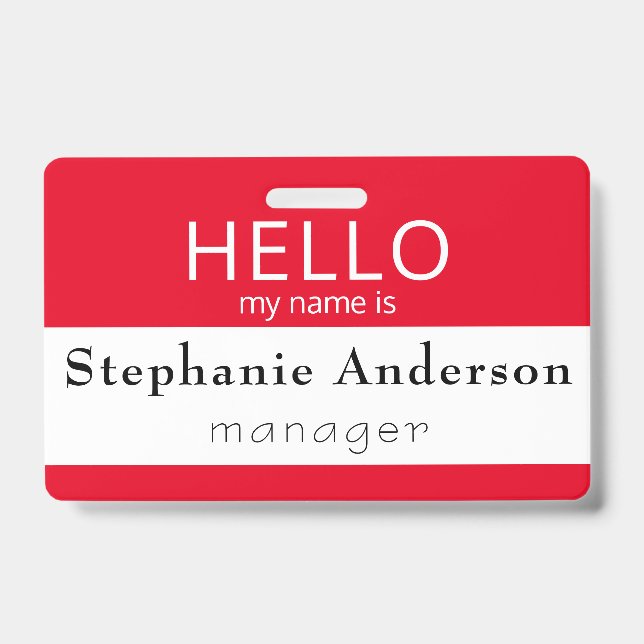Custom HELLO My Name Is Title Badge ID Badge (Front)