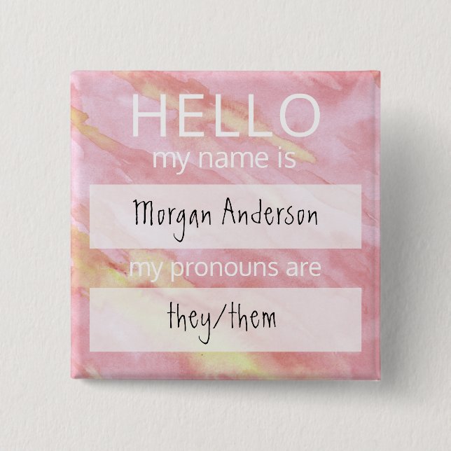 Custom HELLO My Name Pronouns Is Badge (Front)