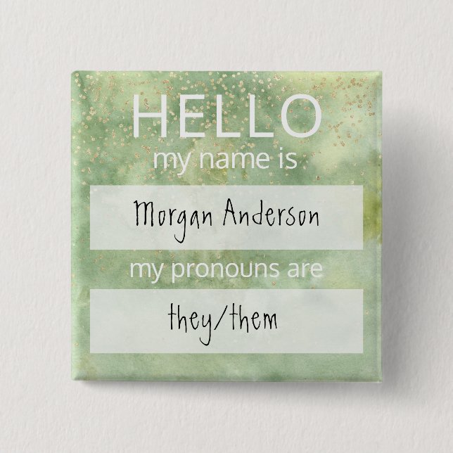 Custom HELLO My Name Pronouns Is Badge (Front)