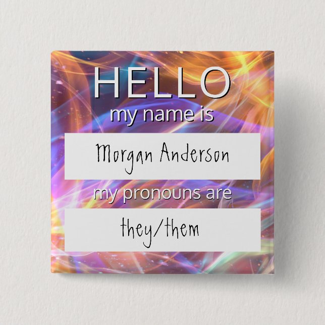 Custom HELLO My Name Pronouns Is Badge (Front)