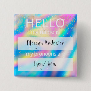 Custom HELLO My Name Pronouns Is Badge