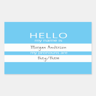 Custom HELLO My Name Pronouns Is Badge Rectangular Sticker