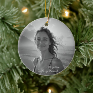 Custom Her Portrait – Simple Photo Gift for Her Ceramic Tree Decoration