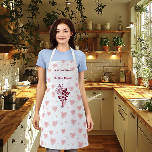 Custom Herb Whisperer with Pink Hearts and Herbs Apron
