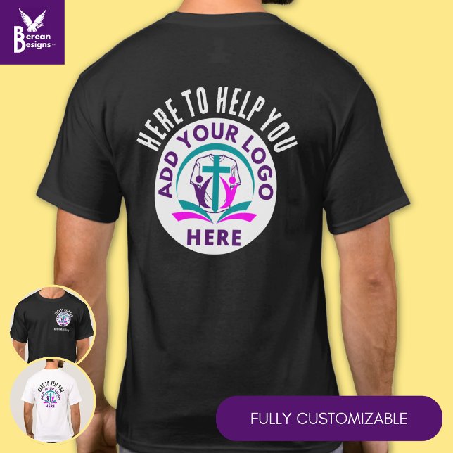Custom HERE TO HELP YOU Staff Group Team Logo T-Shirt (HERE TO HELP Staff Team Member Customer Service Group T-shirt with CUSTOMIZABLE logo and text. )