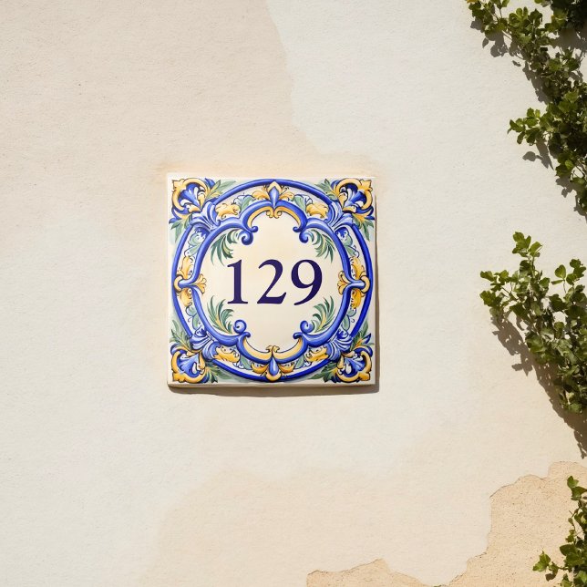 Custom Heritage Mediterranean House Number Tile (Creator Uploaded)