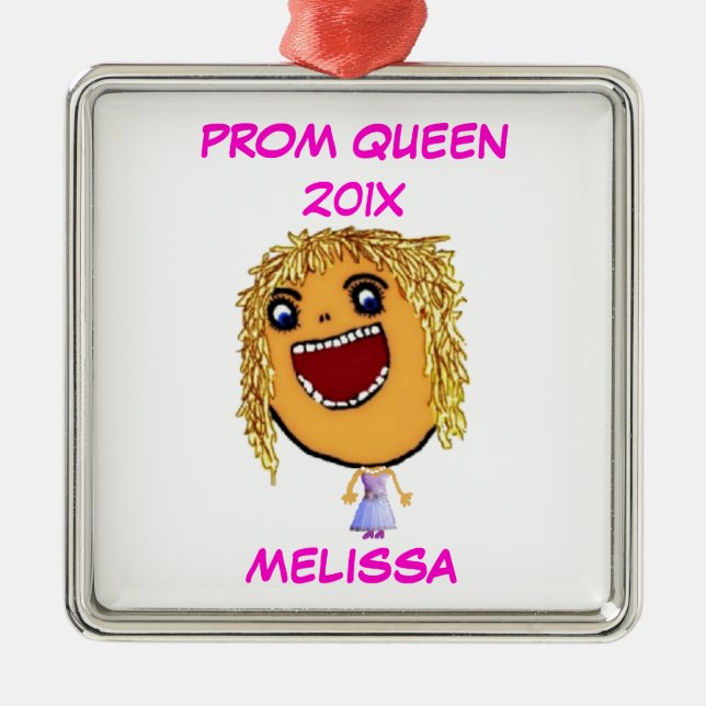 Custom High School Prom Queen Cartoon Metal Tree Decoration (Front)