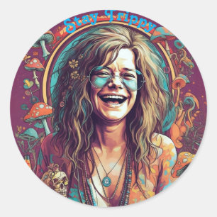 Custom Hippie Boho Stay Trippy Vibes Personalise  Classic Round Sticker