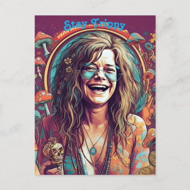 Custom Hippie Boho Stay Trippy Vibes Personalise  Postcard (Front)