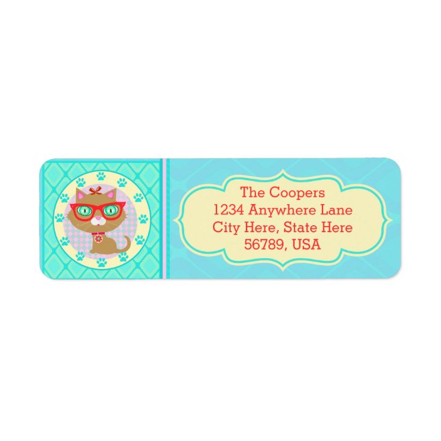 Custom Hipster Cat Return Address Labels (Front)
