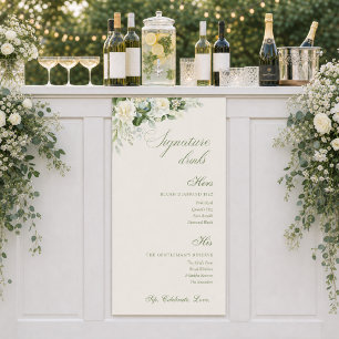 Custom His & Hers Signature Drinks Wedding Bar Banner