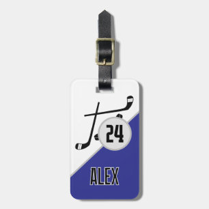 Custom Hockey Name Number Team Bag Tag Blue