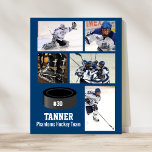 Custom Hockey Photo Collage Team Name Your Text Poster<br><div class="desc">This hockey collage features your 5 photos and your player's name or team name and add a number too. Change the background colour to match your team's colours. A great way to celebrate the season and your player's hard work. Makes a thoughtful coach's gift too. Check out our other hockey...</div>