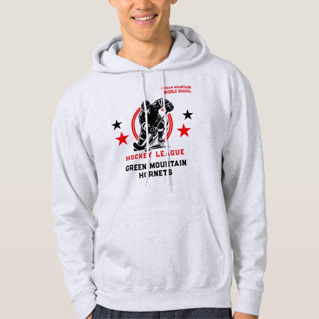 Custom Hockey School Club League Name Number Hoodie (Front)