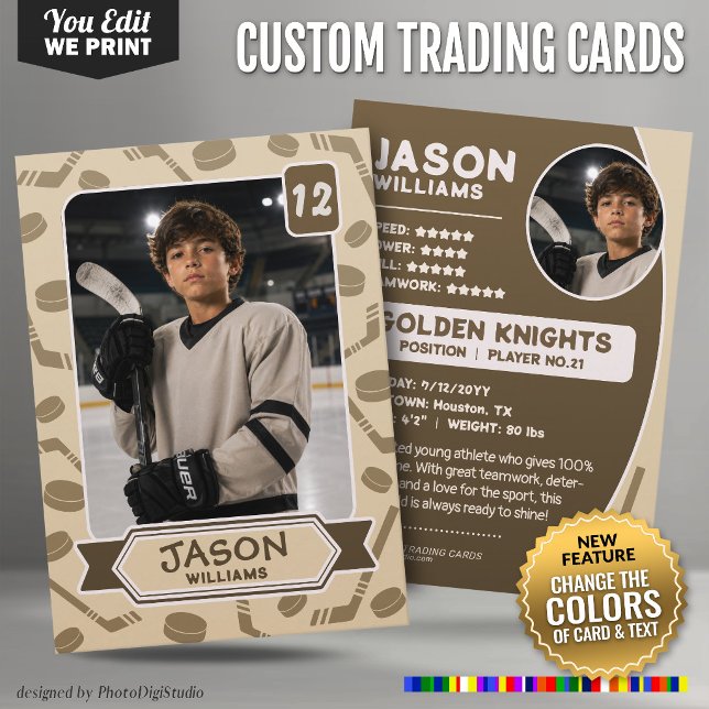 Custom Hockey Trading Card, Editable Colours Card (Custom Hockey Trading Card, Editable Colors Player Card)