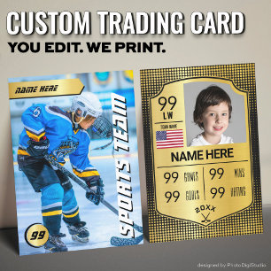 Custom Hockey Trading Card, Gold Shield Player Calling Card