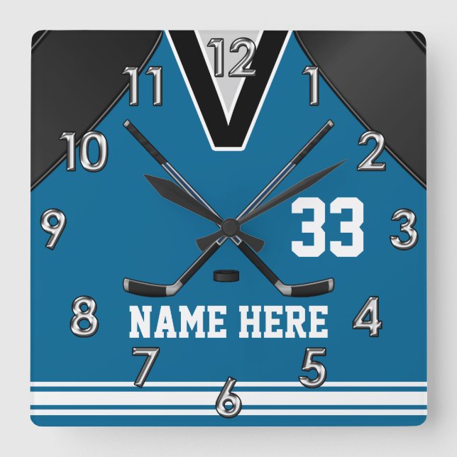 Custom Hockey Wall Clocks Your NAME and NUMBER (Front)