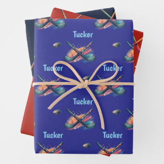 Custom Hockey Wrapping Paper Flat Sheet Set of 3
