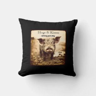 Custom Hogs & Kisses Rustic Country Charm Cushion