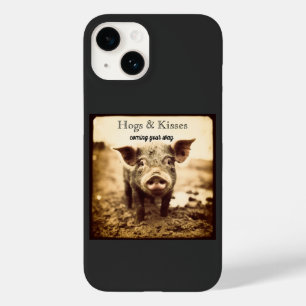 Custom Hogs & Kisses Sepia Farmhouse Boutique Case-Mate iPhone 14 Case
