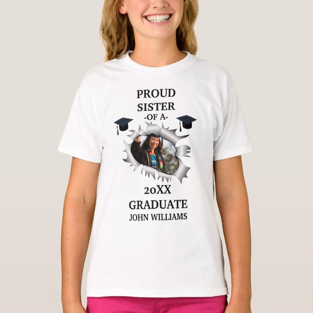 Custom hole graduation photo name template T-Shirt (Front)