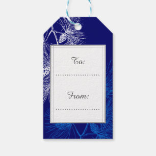 Custom Holiday Blue White Pine Pattern Tag