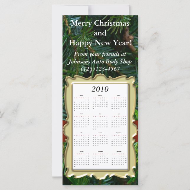 Custom Holiday Calendar Card, Christmas/New Year (Front)